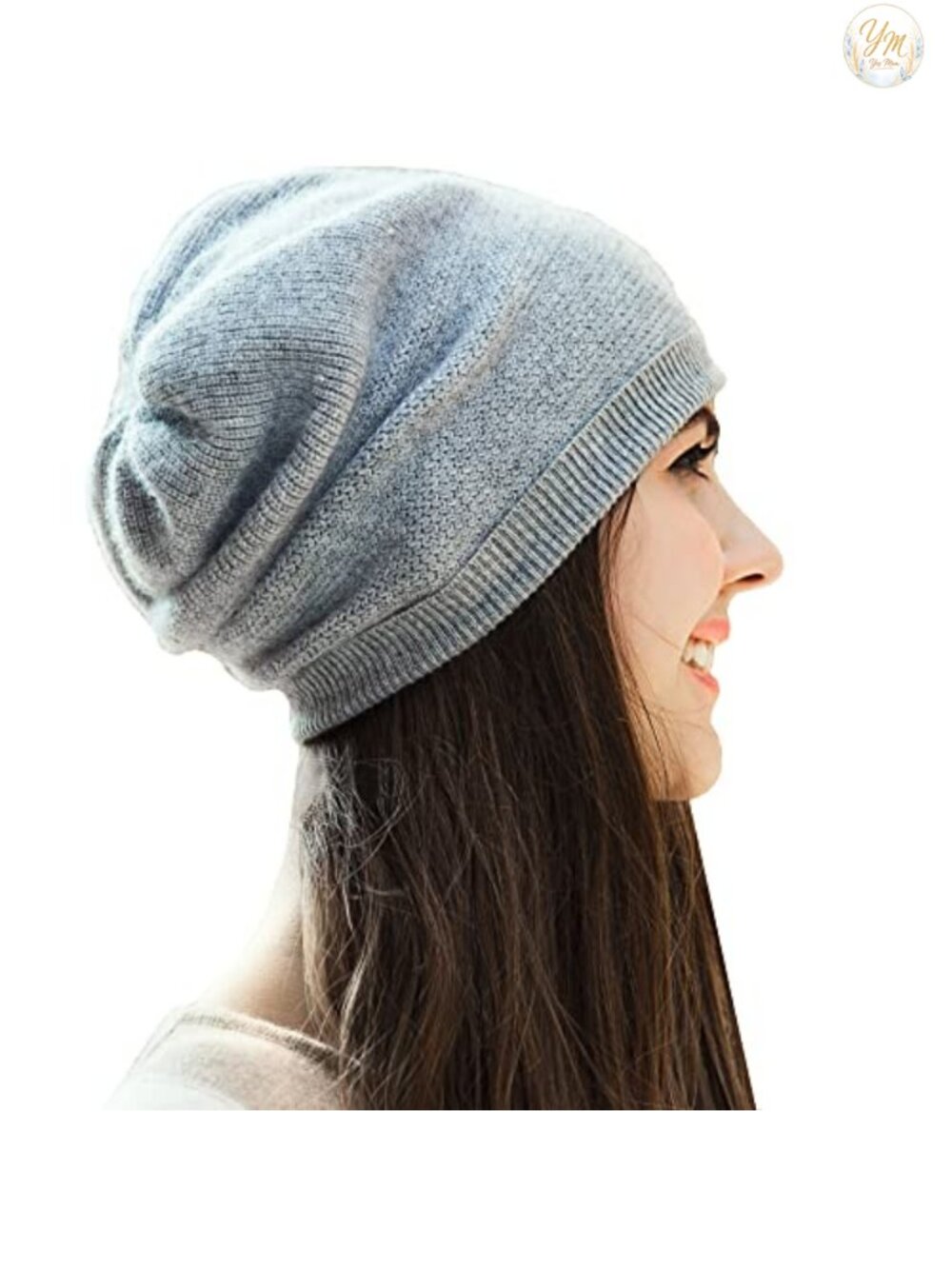 100% Cashmere Women's Beanie in Gift Box, Oversized Slouchy Winter Hat